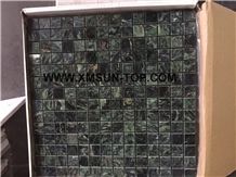 Dark Green Marble Square Mosaic/Polished Decorative Mosaic/Stone Mosaic/Wall Mosaic/Floor Mosaic/Interior Decoration/Customized Mosaic Tile/Mosaic Tile for Bathroom&Kitchen&Hotel Decoration