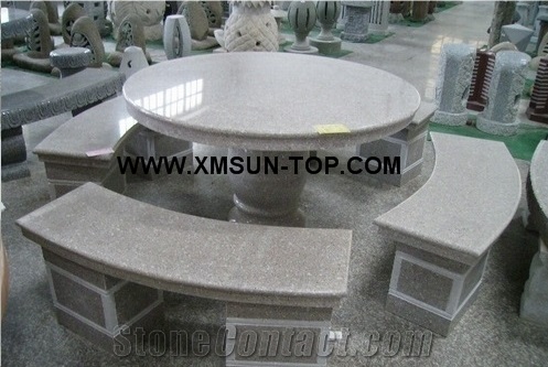 G603 Granite Bench/Sesame White Granite Round Table/Bianco Amoy Granite Exterior Furniture/Bianco Crystal Granite Garden Tables/Monte Bianco Granite Outdoor Chairs/Street Furniture/Landscaping Stone