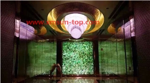 Green Agate Translucent Stone Walling, Semi-Precious Stone Interior Walling, Green Agate Transmittance Stone Blackground Wall, Semi Precious Stone, Interior Decoration, Gemstone Slab for Wall Covering