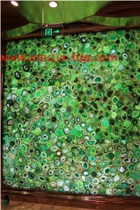 Green Agate Translucent Stone Walling, Semi-Precious Stone Interior Walling, Green Agate Transmittance Stone Blackground Wall, Semi Precious Stone, Interior Decoration, Gemstone Slab for Wall Covering