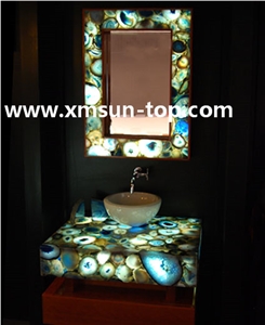 Mixed Color Semiprecious Bathroom Countertops/ Semi Precious Vanity Tops/Custom Vanity Tops/Bathroom Vanity Tops/Engineered Stone Bathroom/Interior Decoration