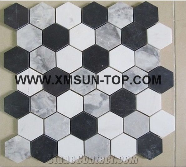 Multicolor Marble Hexagon Mosaic, Floor And Decor Hexagon Marble Tile