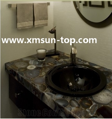 Multicolor Semiprecious Vanity Tops/Semi-Precious Stone Bathroom Countertops/Custom Vanity Tops/Engineered Stone Bathroom