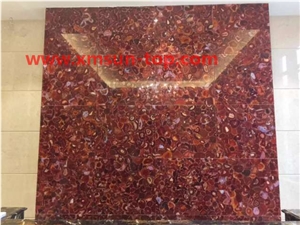 Red Agate Stone Walling, Semi-Precious Stone Interior Walling, Red Agate Stone Blackground Wall, Semi Precious Stone, Interior Decoration, Gemstone Slab for Wall Covering