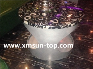 Semi-Precious Stone Table Tops/Black Reception Counter/Semiprecious Stone Reception Desk/Agate Work Top/Round Table Tops/Polished Desktops/Interior Stone