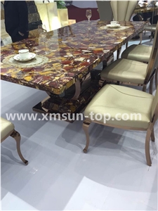 Semi-Precious Stone Table Tops/Brown Reception Counter/Semiprecious Stone Reception Desk/Work Top/Square Table Tops/Polished Desktops/Interior Stone