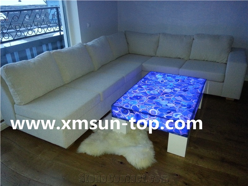 Semi-Precious Stone Table Tops/Dark Blue Reception Counter/Semiprecious Stone Reception Desk/Agate Work Top/Square Table Tops/Polished Desktops/Interior Stone