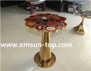 Semi-Precious Stone Table Tops/Dark Red Reception Counter/Semiprecious Stone Reception Desk/Agate Work Top/Irregular Table Tops/Polished Desktops/Interior Stone