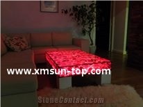 Semi-Precious Stone Table Tops/Light Pink Reception Counter/Semiprecious Stone Reception Desk/Agate Work Top/Square Table Tops/Polished Desktops/Interior Stone