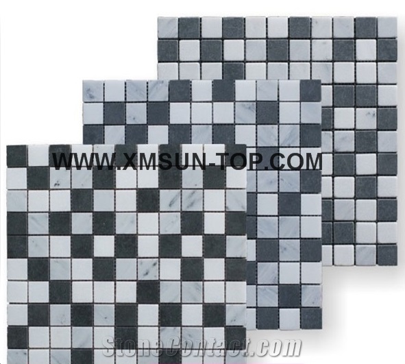White and Black Marble Square Mosaic/Polished Decorative Mosaic/Stone Mosaic/Wall Mosaic/Floor Mosaic/Interior Decoration/Customized Mosaic Tile/Mosaic Tile for Bathroom&Kitchen&Hotel Decoration