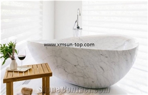 White Marble Bathtub, Bathroom Tub, Snow White Bath Tubs, Grey Lines White Marble Bath Tubs, Marble Bathtubs