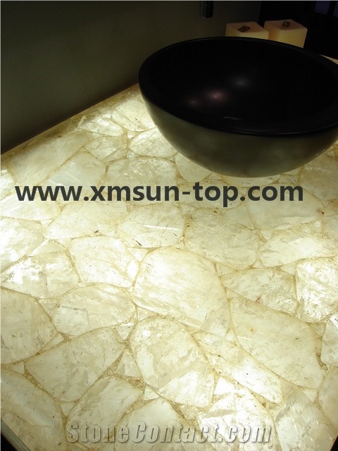White Semiprecious Bathroom Countertops/ Semi Precious Vanity Tops/Custom Vanity Tops/Bathroom Vanity Tops/Engineered Stone Bathroom/Interior Decoration