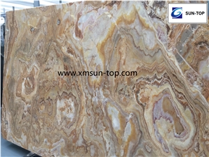 Wooden Yellow Onyx Slabs, Yellow Jade, Multicolor Onyx Slab &Tile for Wall, Flooring