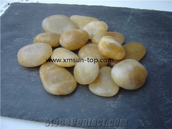 Yellow River Stone&Pebbles, Golden Pebbles, Round Pebbles, Small Shape Pebbles, Polished Pebbles, Pebble for Landscaping Decoration, Wall Cladding Pebble, Flooring Paving Pebble