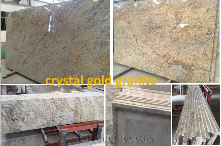 Golden Crystal Granite Polished Countertops, Kitchen Tops