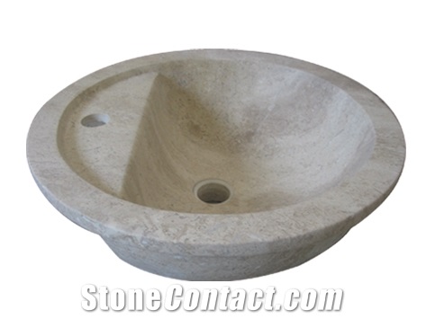 Natural Stone Beige Travertine Wash Basin