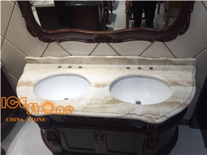 Beige Onyx Bathroom Countertops Stone Vanity Tops