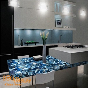 Blue Agate Countertop /Blue Agate Gemstone Table / Blue Agate Semi Precious Stone Panels/Blue Semiprecious Stone