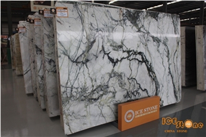 China Aurora Green Polished Marble Tiles & Slabs/Chinese White Wall Covering/Floor/Bookmatch/Table/Desk/Spider/Tv Set/Honed