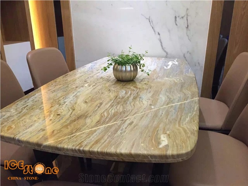 China Barcelona Gold Brecce Bergerac Golden Time Polished Book-Match Slab&Tile Top Quality Building Material for Floor Wall Project Factory