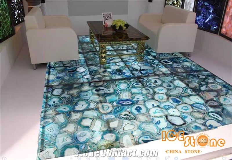China Blue Agate Backlit Semi-Precious/Lapiz/Crystal/Tiger Eyes Stone Slabs & Tiles/Luxious