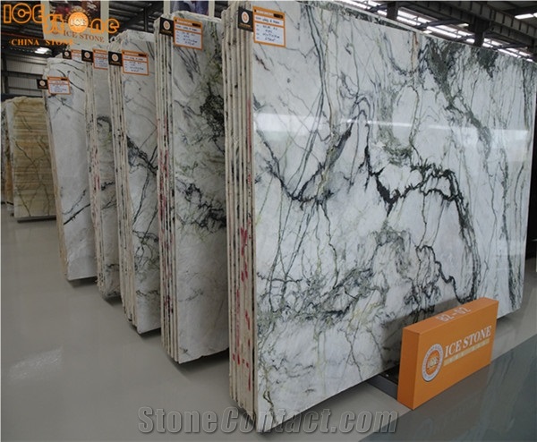China Natural Stone/Chinese Polished Green Marble/Aurora Green Stone White Marble with Green Veins Tiles & Slabs for Wall Floor Covering Countertops