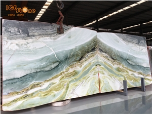 China Natural Stone/ Chinese Polished Green Marble Slab Tiles/ Bookmatch Pattern for Wall Floor Covering Countertop Tv Set/ Own Factory High Quality