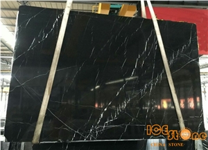 China Nero Black Polished Marquina Marble Tiles & Slabs/Guangxi/Wall Covering/Floor/Spain Pattern/Big Quantity/Cheap/Project