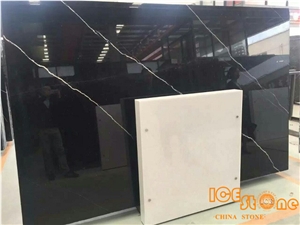 China Nero Black Polished Marquina Marble Tiles & Slabs/Guangxi/Wall Covering/Floor/Spain Pattern/Big Quantity/Cheap/Project