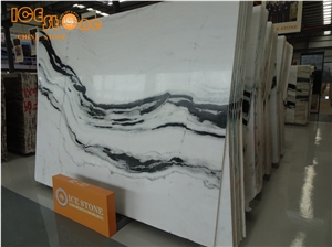China Panda White Marble Slabs and Tiles Polished Floor Wall Covering Building Material Book Match Chinese Manufactory Project