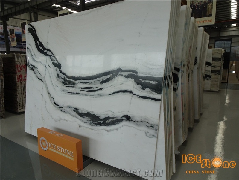 China Panda White Polished Marble Tiles & Slabs/Chinese Bookmatch Wall Tv Set/Hotel Floor Covering/Table/Desk/Unique/Decoration