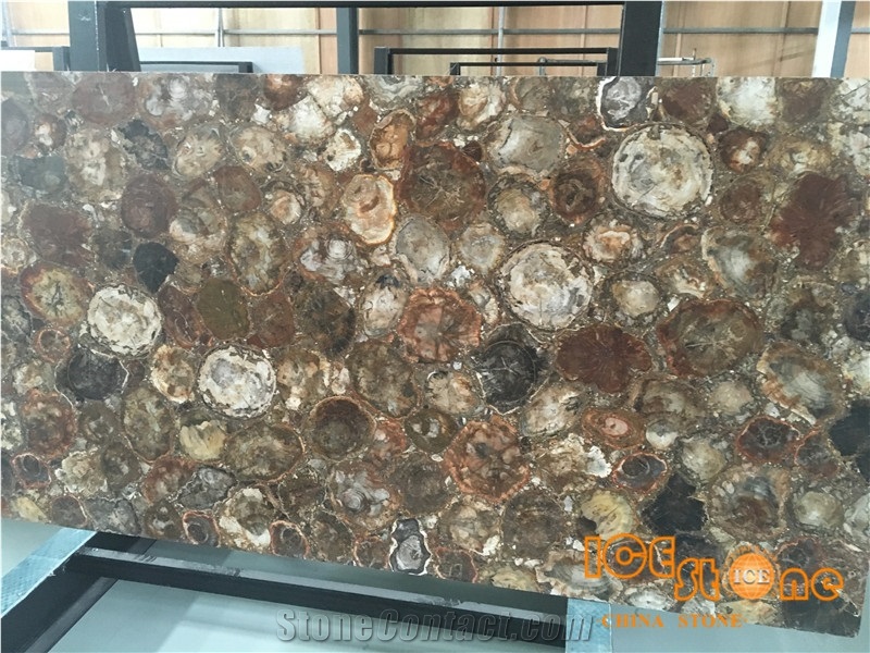 China Peterified Backlit Semi-Precious/Lapiz/Crystal/Tiger Eyes Stone Slabs & Tiles/Luxious/Wall/Flooring/Polished/Gemstone/Desk/Table