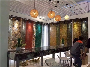 China Wholesale High Quality Semiprecious Stone Slabs/ Blue Agate/ Luxury Villa Decoration/ Indoor Interior Wall Floor Covering