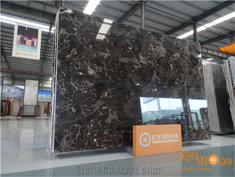 Chinese Black Dark Emperador Polished Marble Tiles & Slabs/China Spain Pattern Nero Marfilia/Cheap/Big Quantity/Project/Wall Floor Covering