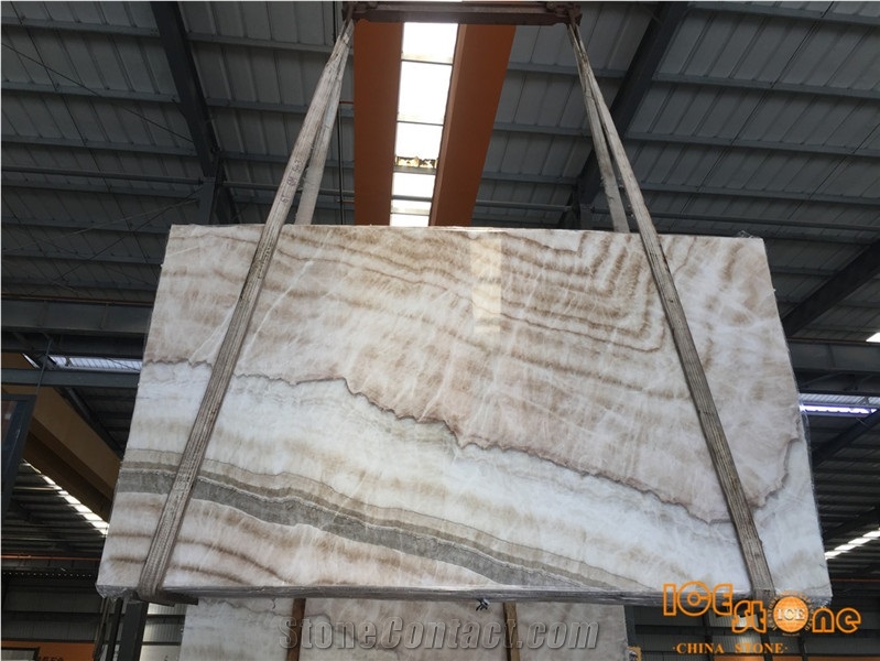 Chinese Crema Polished Onyx Tiles & Slabs/China Beige Onice Avorio/Yellow Cappuccino/Floor Wall Covering/Stable Quantity/Good Price/Light Back