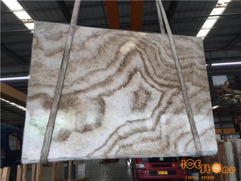 Chinese Crema Polished Onyx Tiles & Slabs/China Beige Onice Avorio/Yellow Cappuccino/Floor Wall Covering/Stable Quantity/Good Price/Light Back