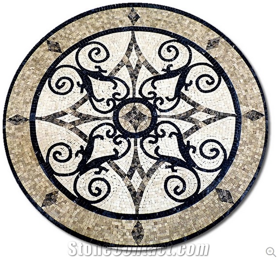 Chinese Marble Polished Flooring Water Jet Medallion for Indoor Decoration/ Water Jet Marble Floor Medallion/ Mosaic Colorful Rounded Square
