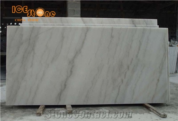 Chinese White Marble Slab with Black Veins and Yellow Veins