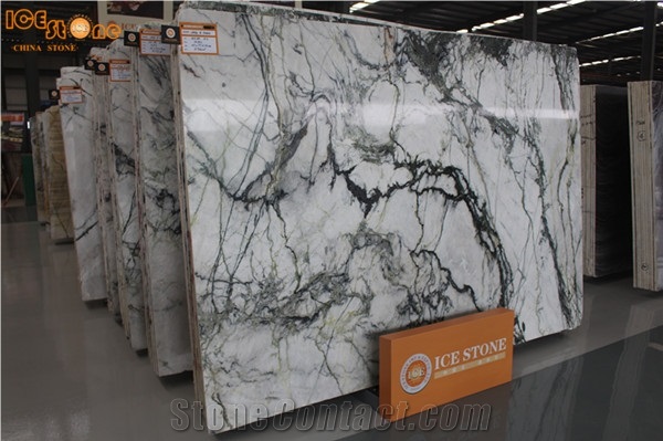 Clivia Marble Green White /Aurora Green Slab & Tiles for Flooring 60x60