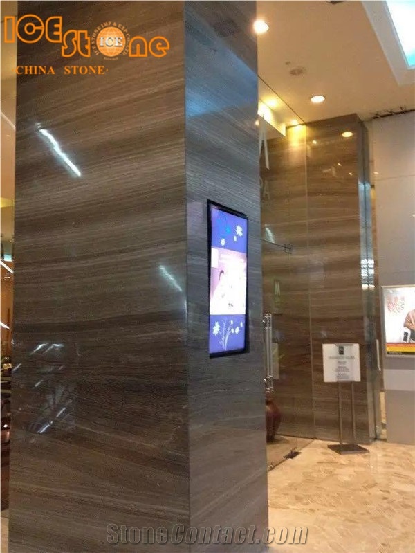 Coffee Wood Wooden Grain Polished Chinese Natural Stone Products Marble Tiles Slabs Floor Grey Brown