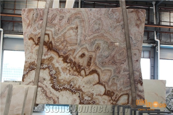 Colorful Crystal Onyx China Natural Stone Polished Slabs Tiles Light Transparency