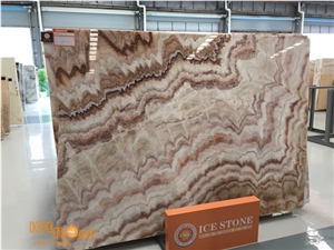 Colorful Crystal Onyx China Natural Stone Polished Slabs Tiles Light Transparency