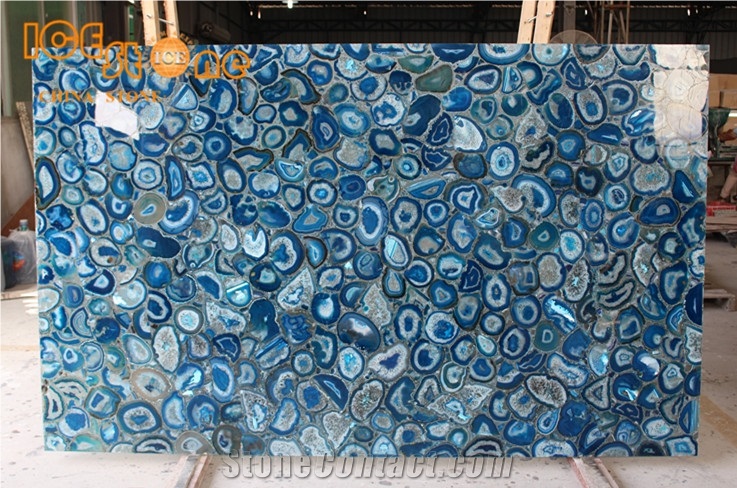 Good Quality Blue Agate Semiprecious Stone/Chinese Gemstone Slabs/Home and Hotel Decoration Materials/Wall and Flooring Covering