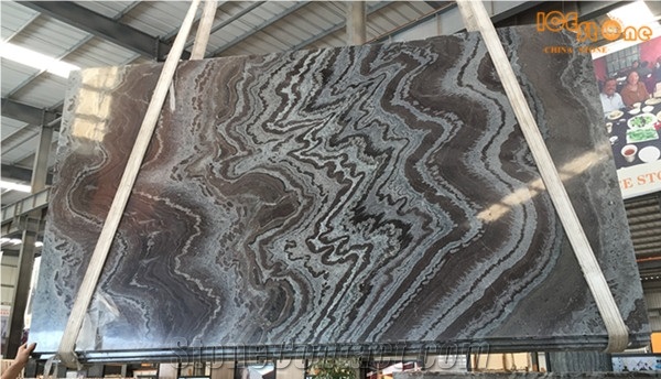 Grey Lanscape Polished Marble Slabs Interior Stone Tiles