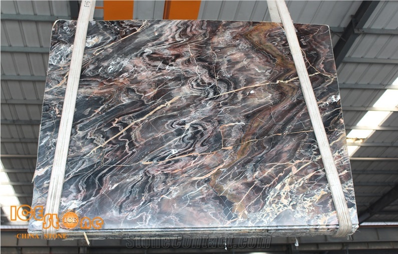 High Quality Polished Chinese Venice Red Black Slab Tile and Block Floor Wall Covering Project Unique China Marble Manufactory Quarry Factory