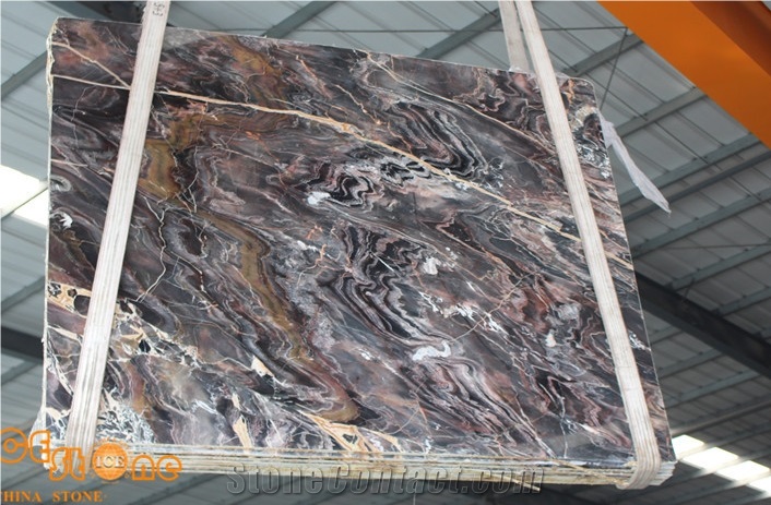 High Quality Polished Chinese Venice Red Black Slab Tile and Block Floor Wall Covering Project Unique China Marble Manufactory Quarry Factory
