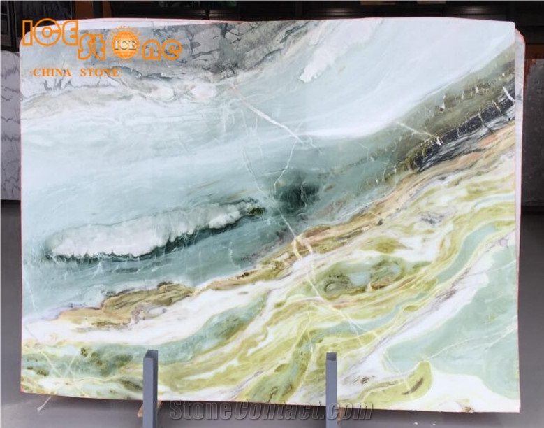 Ice Dreaming Green Chinese Natural Marble Slabs/ Fantasy Colorful Stone/ Countertops Tiles/ Good Quality Building Decoretion Tv Background Materials