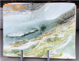 Ice Dreaming Green Chinese Natural Marble Slabs/ Fantasy Colorful Stone/ Countertops Tiles/ Good Quality Building Decoretion Tv Background Materials