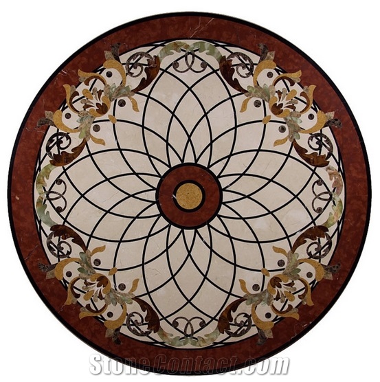 Marble Tile Round Mosaic Medallion Floor Pattern, Entry Floor Marble Medallion, Mosaic Tabletop Patterns