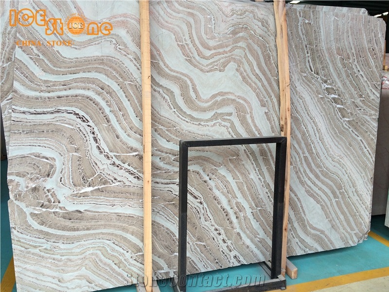 Milky Wood Vein Marble Slabs, China White Marble